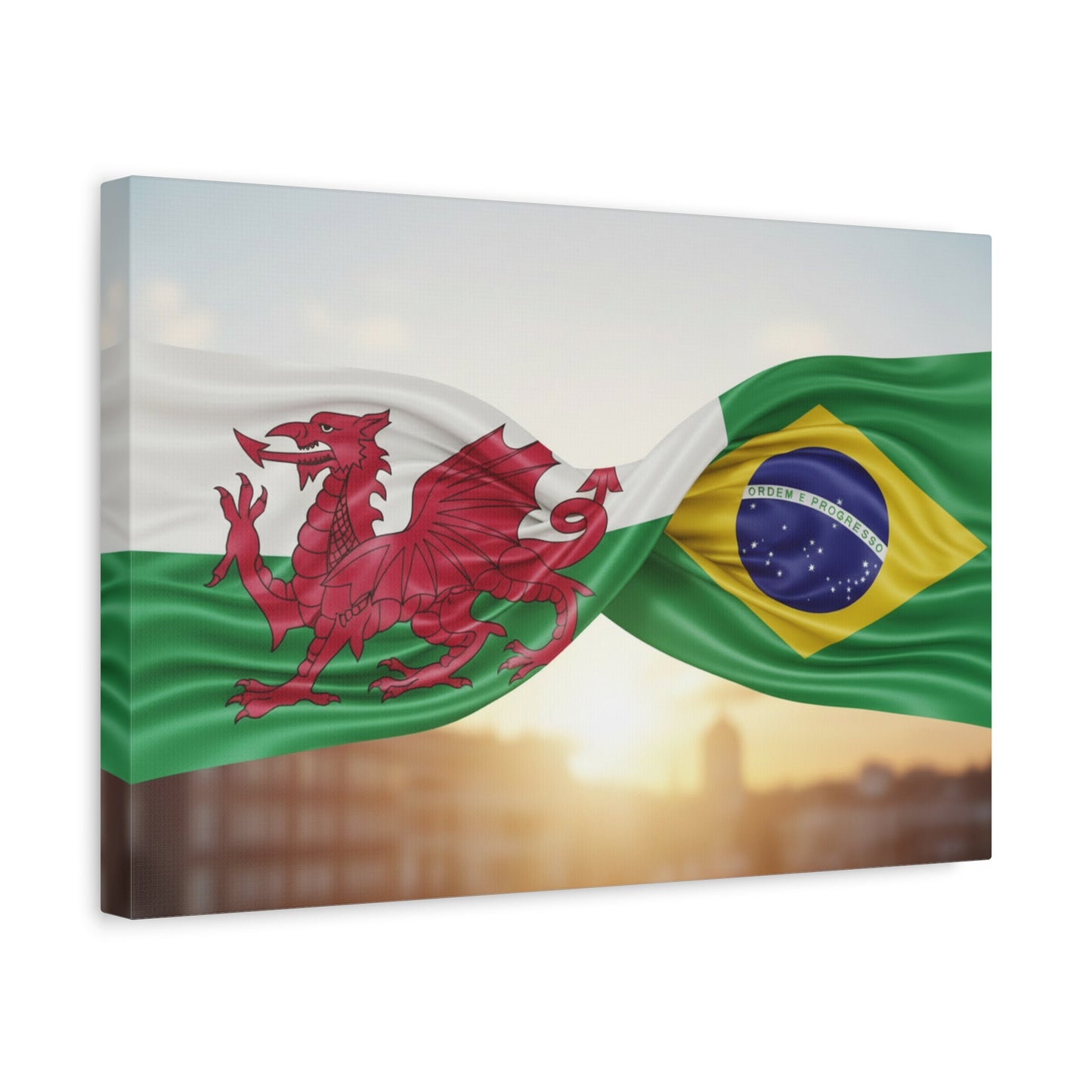 Wales × Brazil Flag Canvas Print — Stretched Matte Wall Art