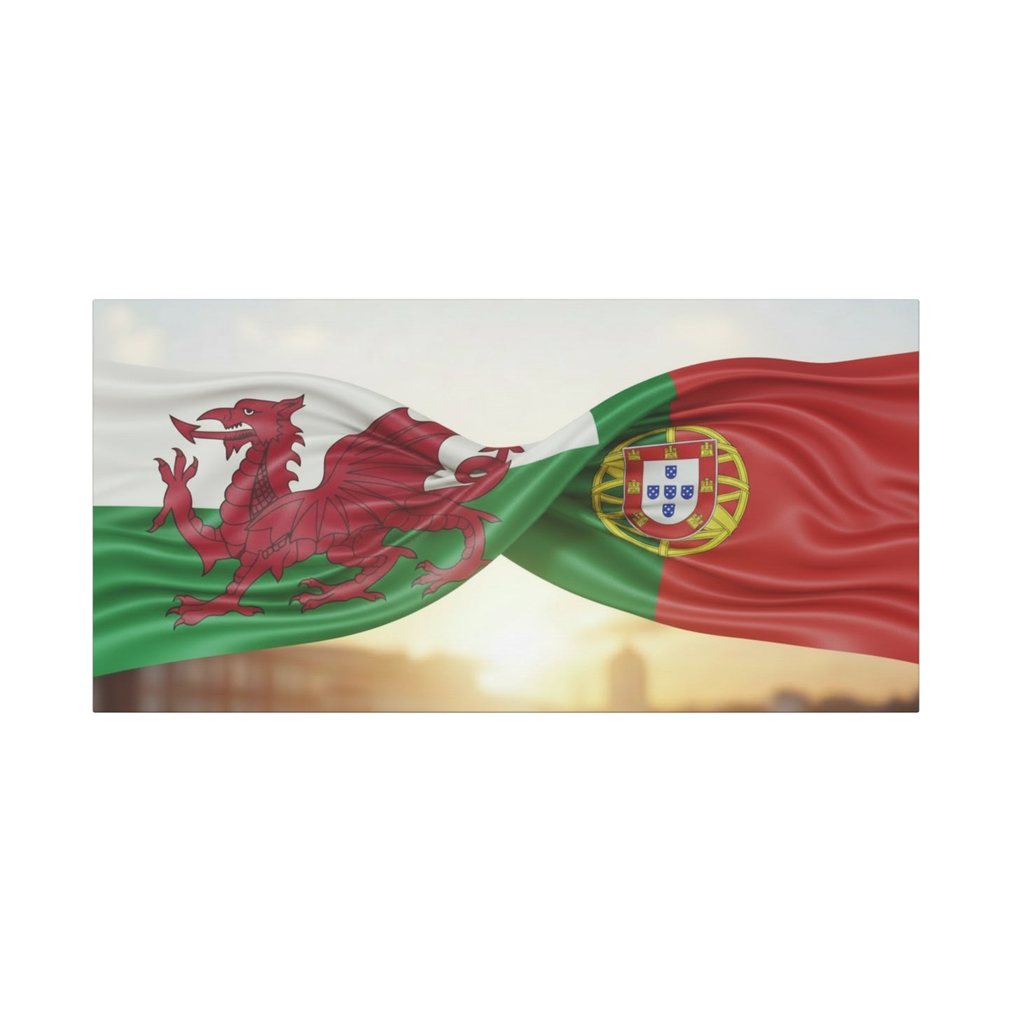 Welsh and Portuguese Flags Canvas Print — Dual-Nation Matte Stretched Wall Art