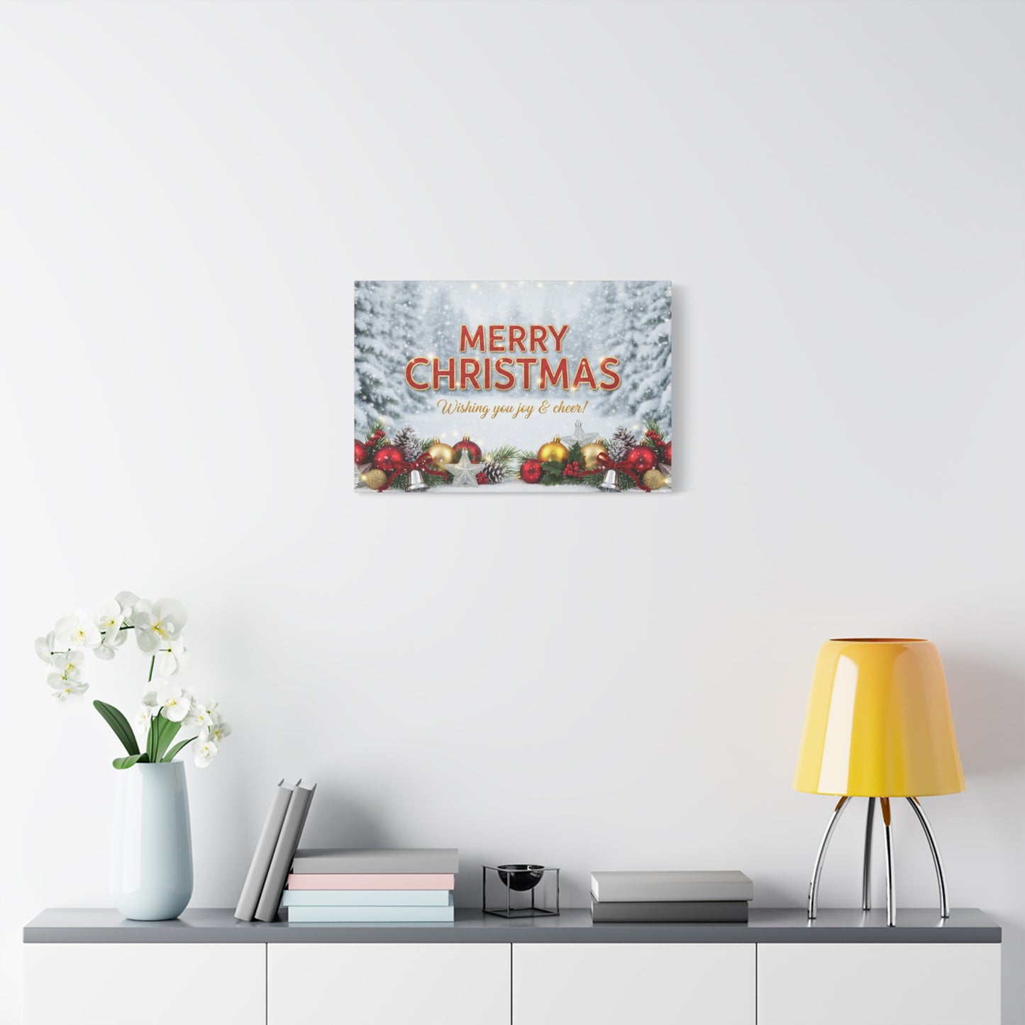 Christmas Canvas Wall Art — "Merry Christmas, Wishing You Joy & Cheer"
