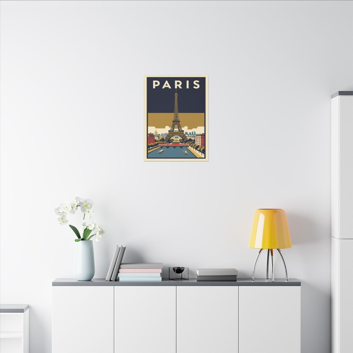 Paris Vintage Eiffel Tower Matte Canvas Wall Art Stretched Travel Poster