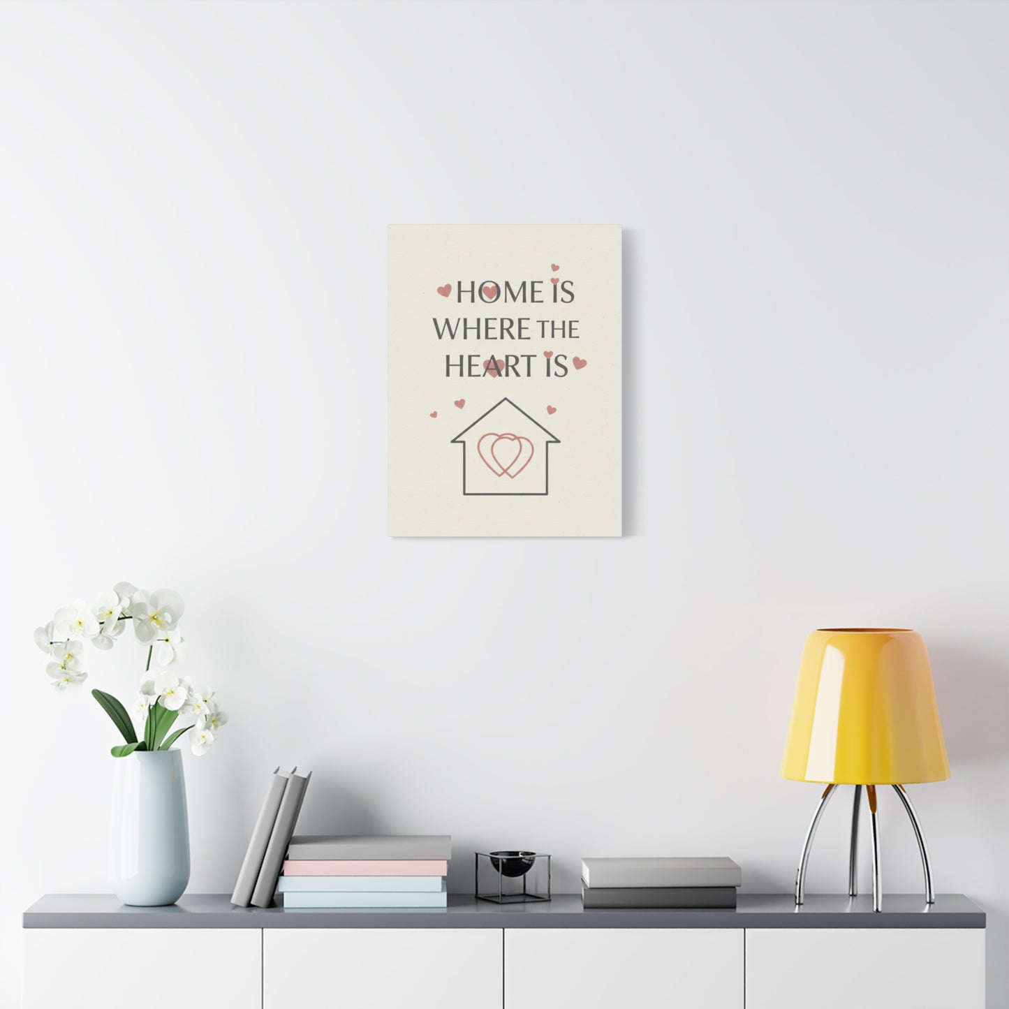 Home Is Where The Heart Is Matte Canvas Wall Art — Romantic Heart House Print