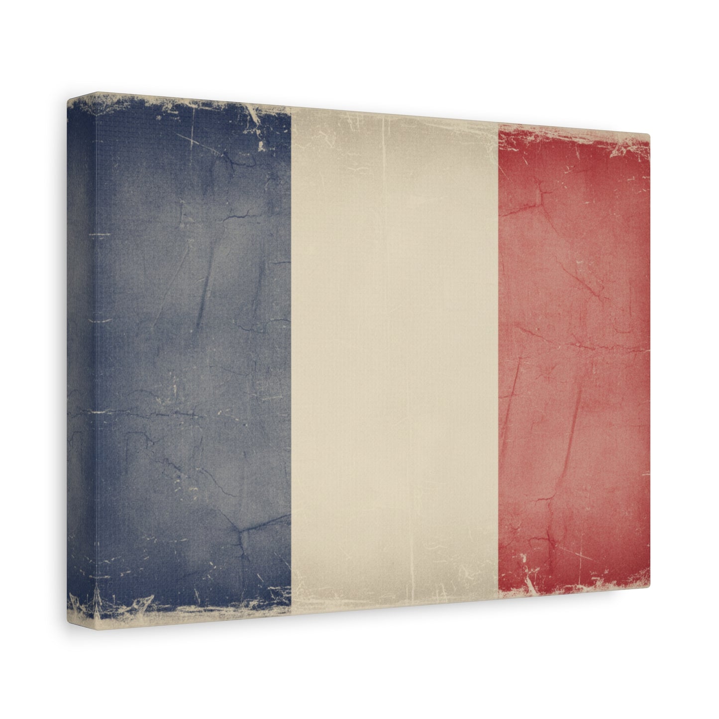 French Flag Vintage Canvas Print — Matte Stretched Wall Art