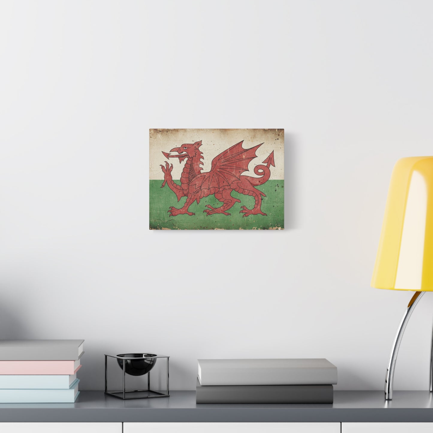 Welsh Flag Vintage Canvas Print — Stretched Matte Wall Art