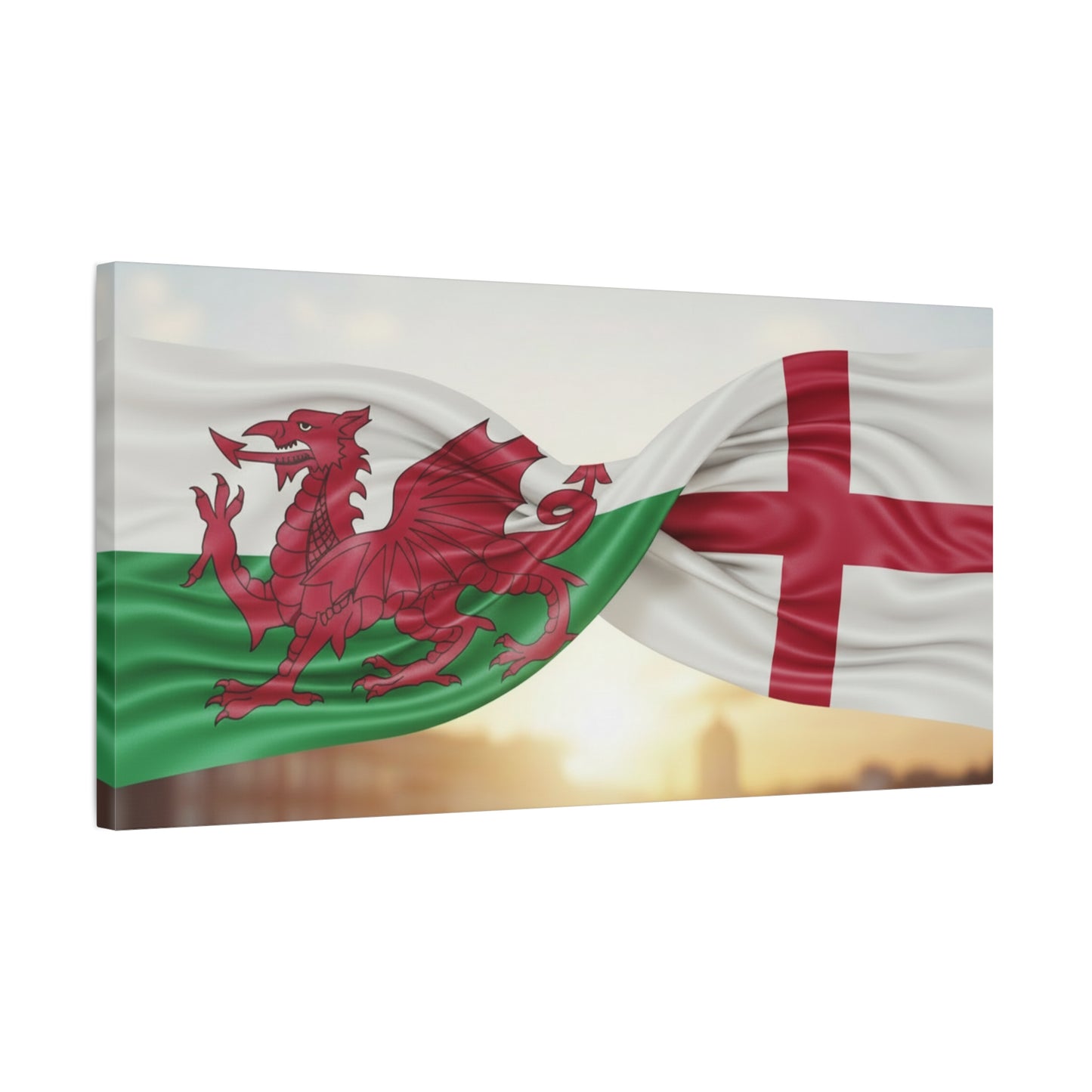 Welsh Dragon & St George Cross Matte Stretched Wall Art