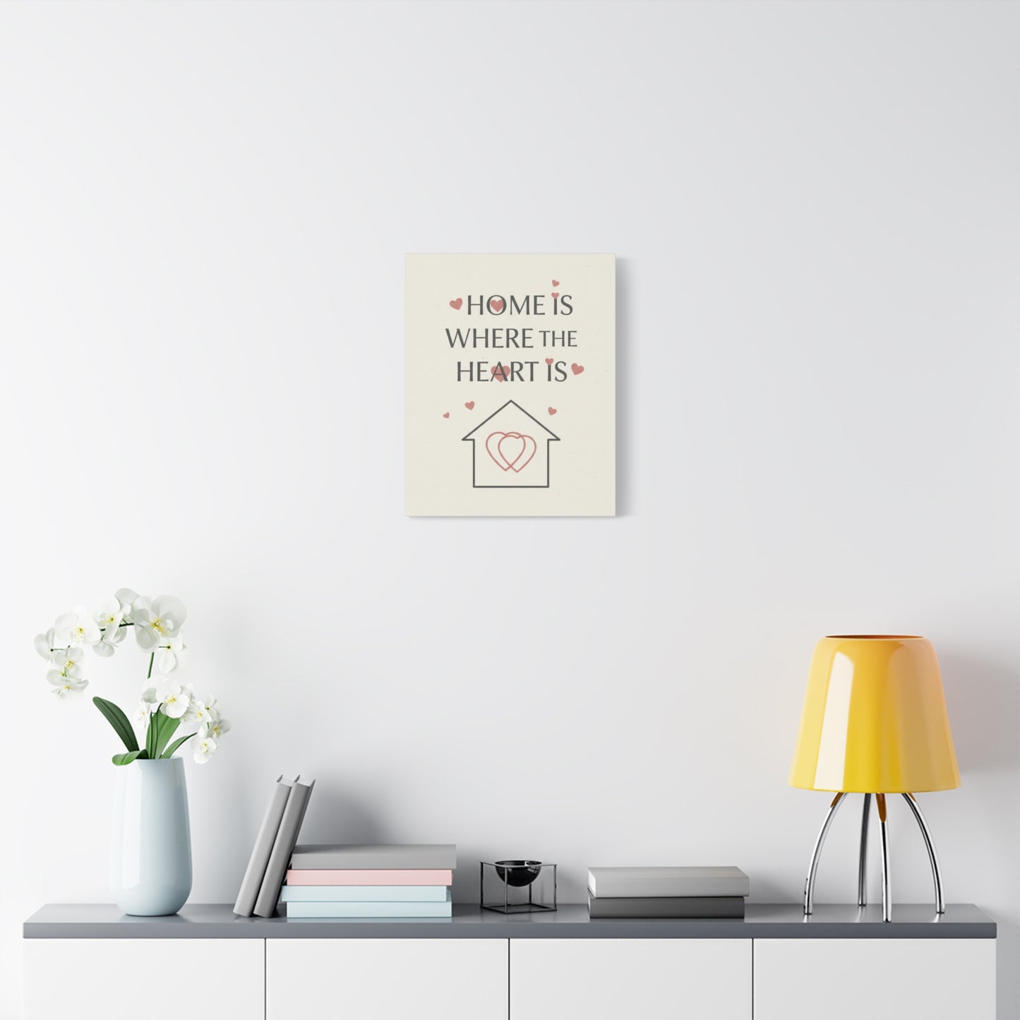 Home Is Where The Heart Is Matte Canvas Wall Art — Romantic Heart House Print