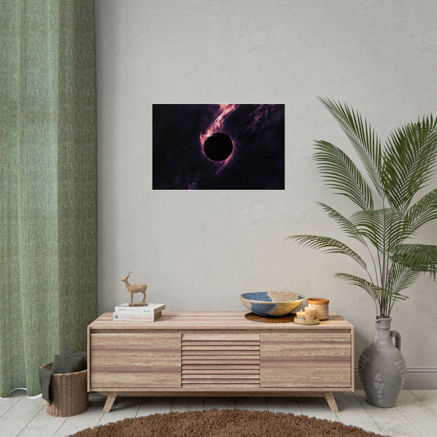 Space Eclipse Neon Black Hole Poster — Rolled Wall Art