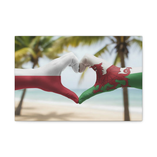 Wales & Poland — Heritage Heart Canvas