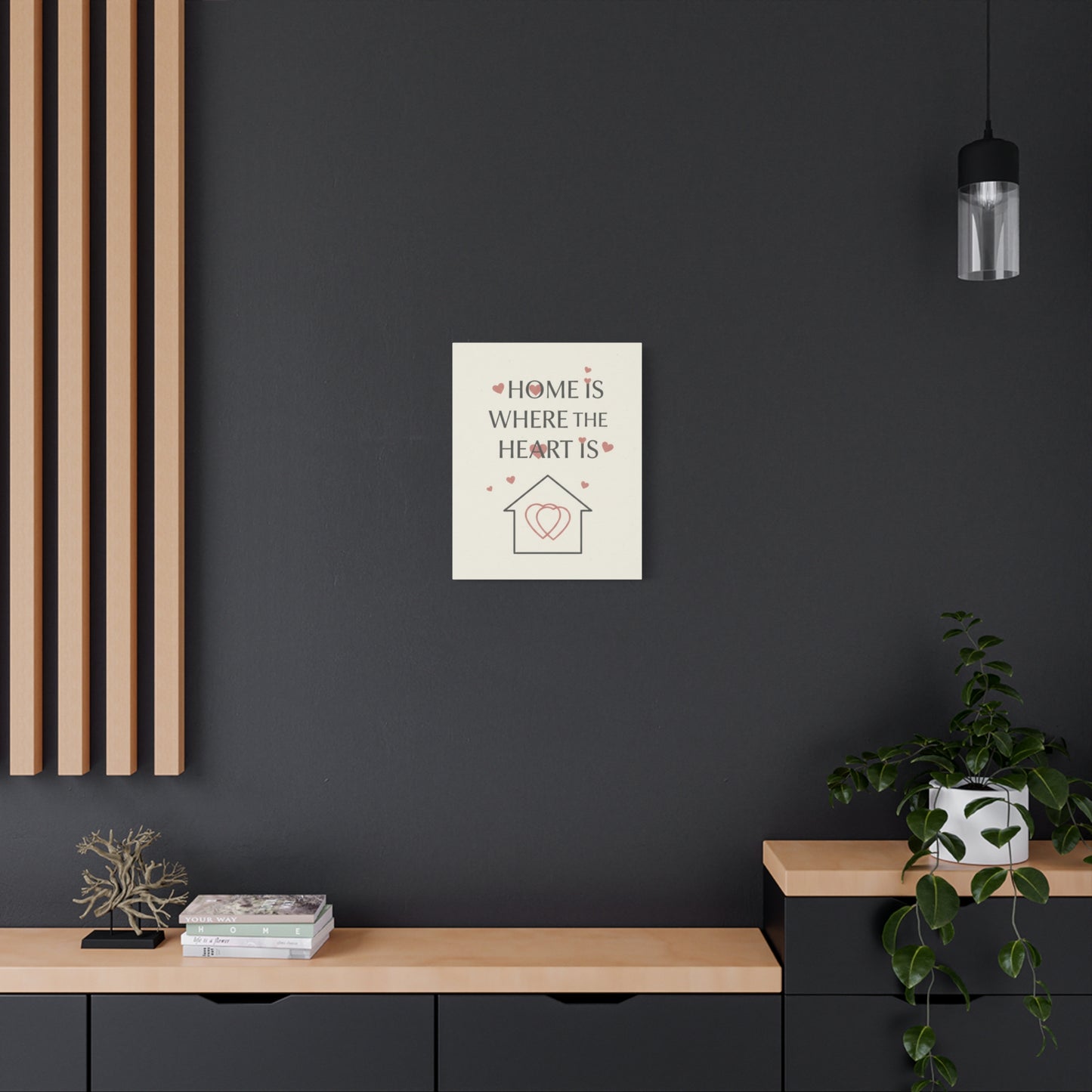 Home Is Where The Heart Is Matte Canvas Wall Art — Romantic Heart House Print