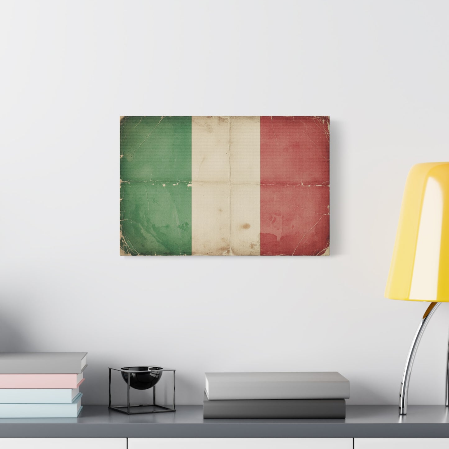Italian Flag Vintage Canvas Print — Matte Stretched Wall Art