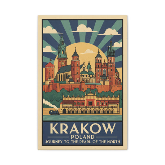 Kraków — Vintage Poland Travel Canvas