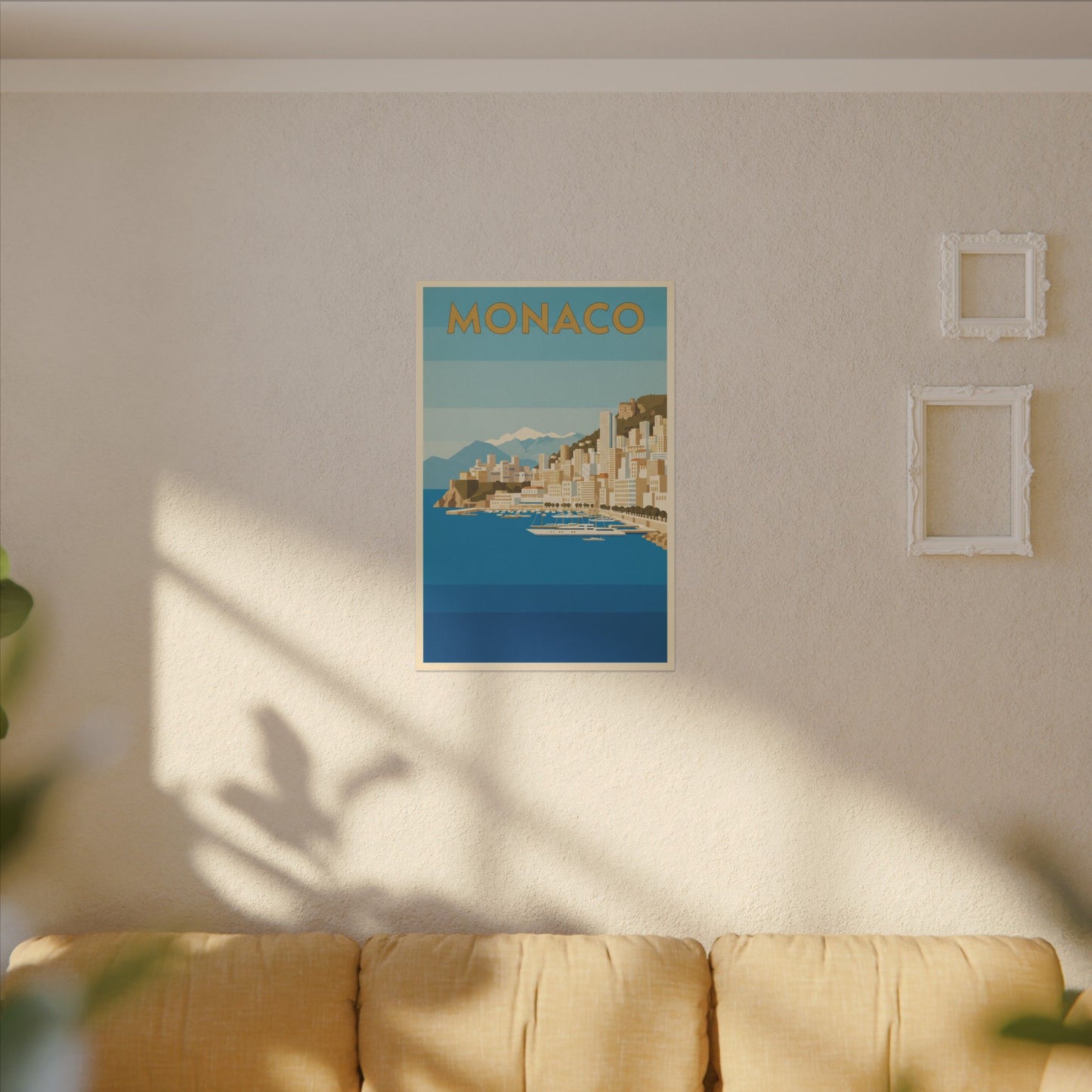 Monaco Coastal Vintage Travel Canvas Print