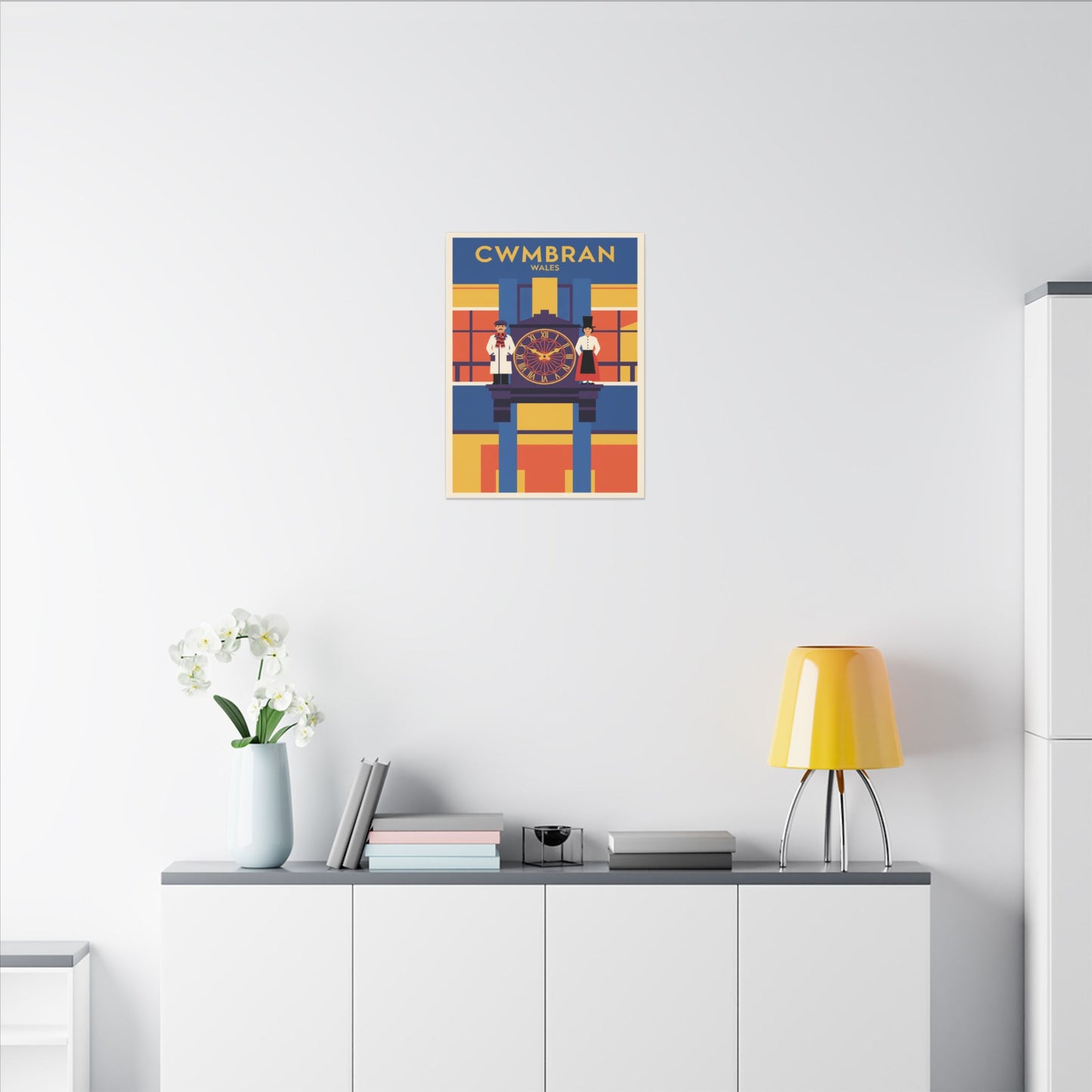 Cwmbran Wales Vintage Clock Tower Matte Canvas Print