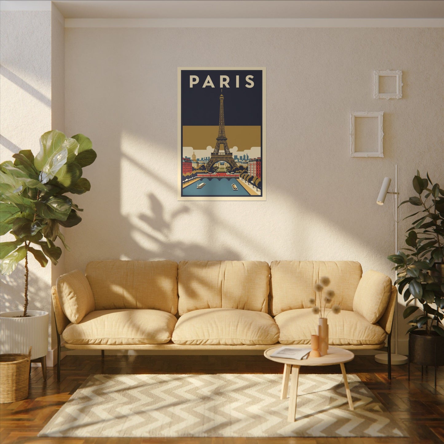 Paris Vintage Eiffel Tower Matte Canvas Wall Art Stretched Travel Poster