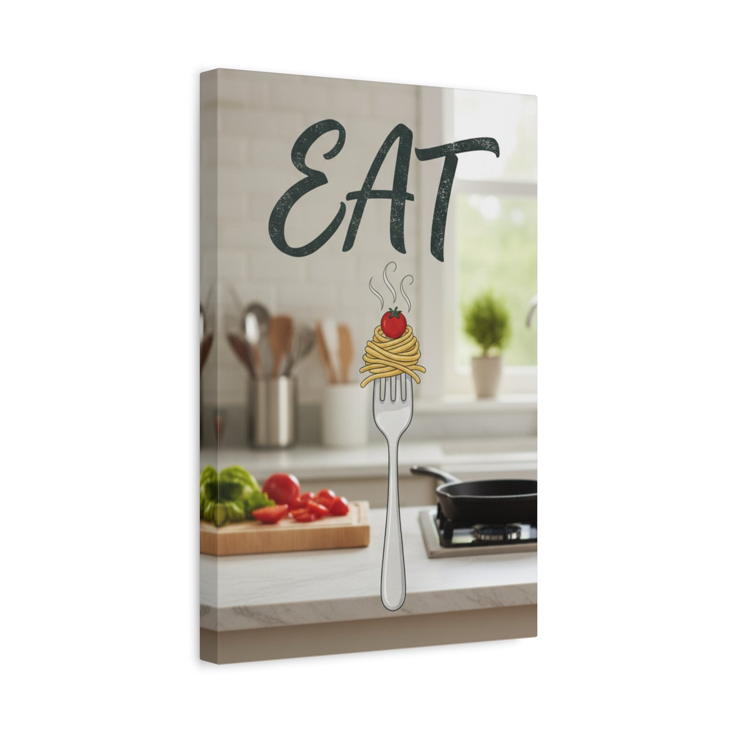 Eat Pasta Kitchen Canvas Wall Art — Rustic Culinary Decor