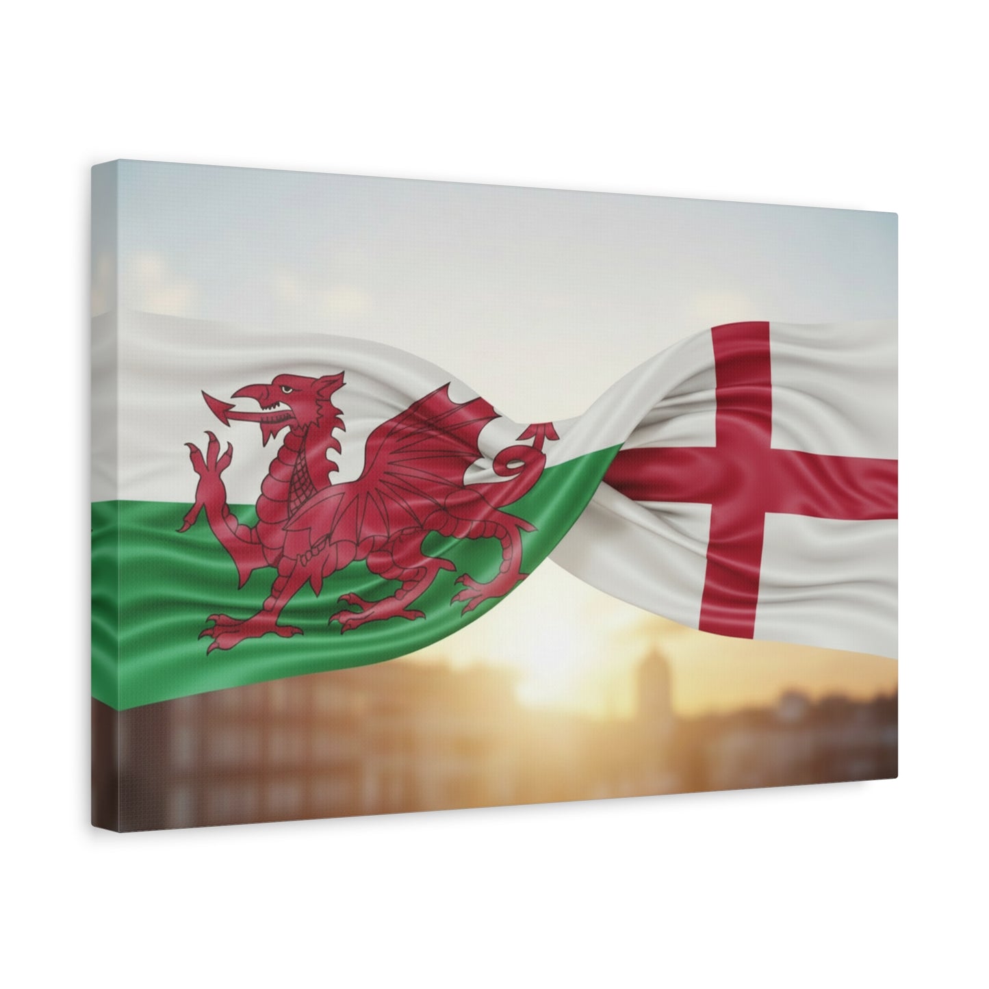 Welsh Dragon & St George Cross Matte Stretched Wall Art