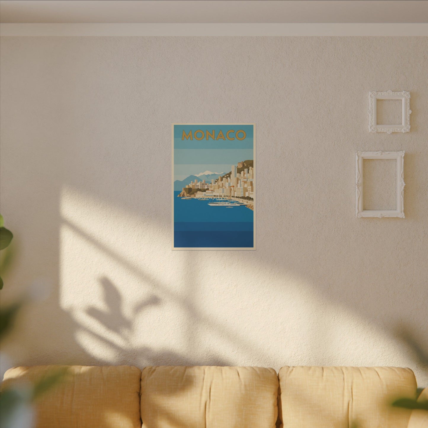 Monaco Coastal Vintage Travel Canvas Print
