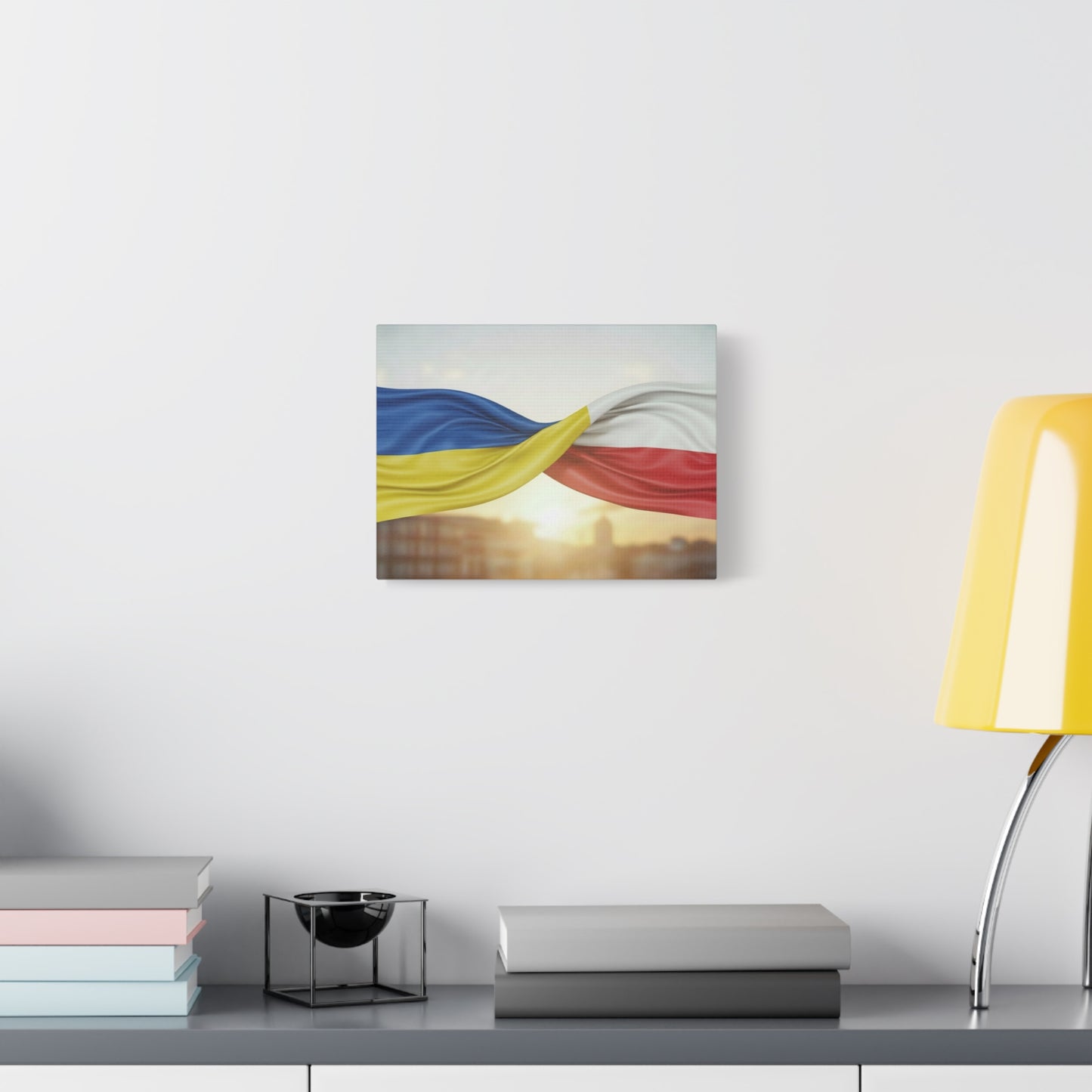 Ukrainian and Polish Flags Intertwined (Matte Stretched)
