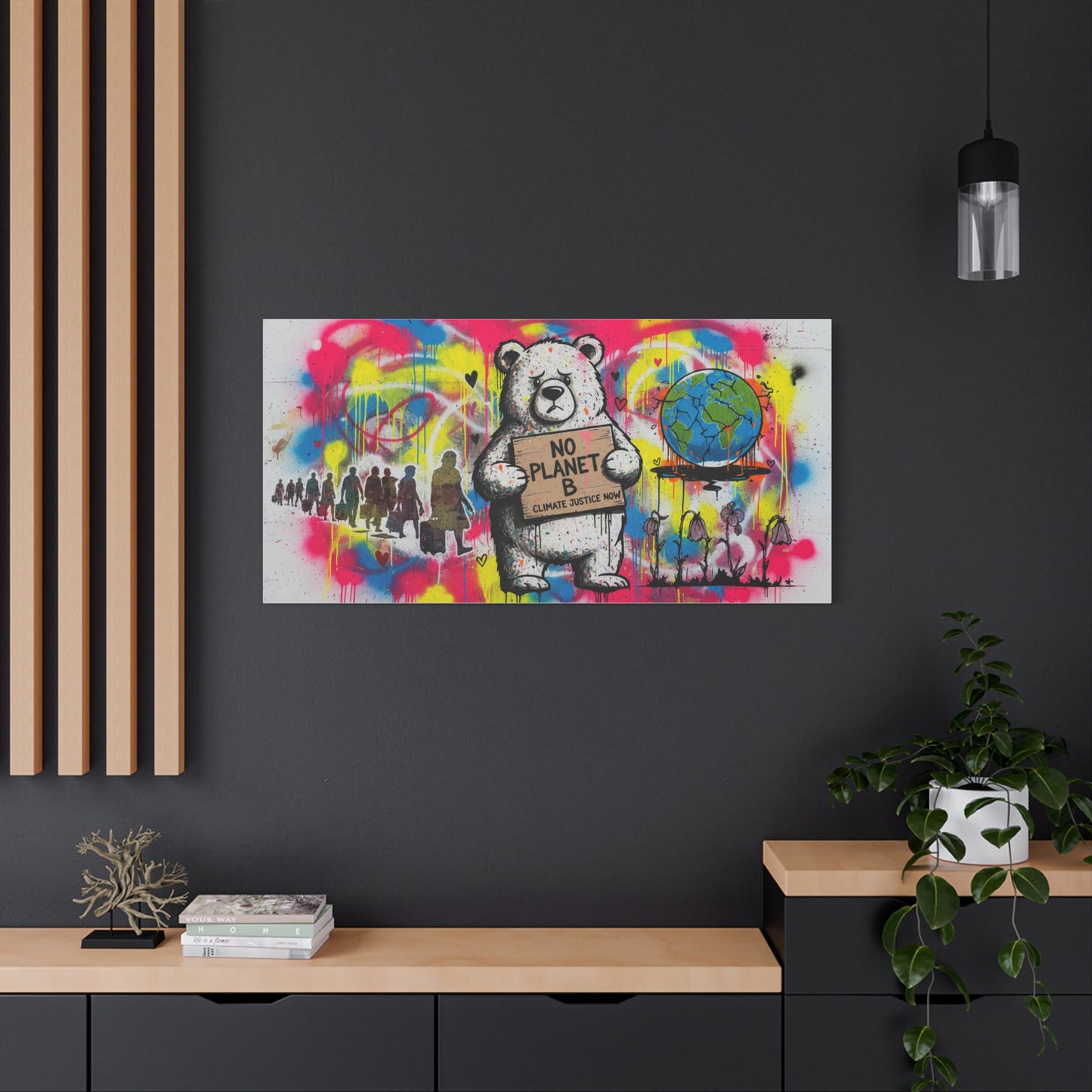 No Planet B Polar Bear Matte Canvas Wall Art — Climate Justice Stretched Canvas