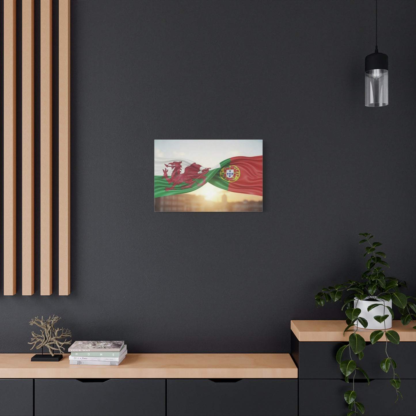 Welsh and Portuguese Flags Canvas Print — Dual-Nation Matte Stretched Wall Art