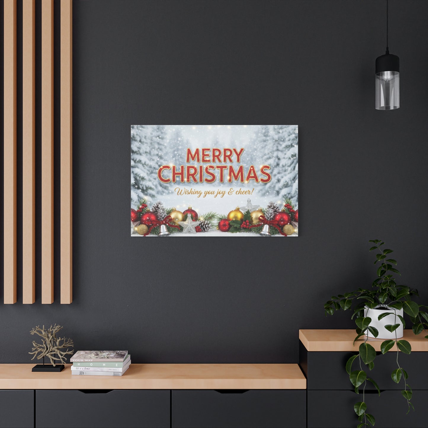 Christmas Canvas Wall Art — "Merry Christmas, Wishing You Joy & Cheer"