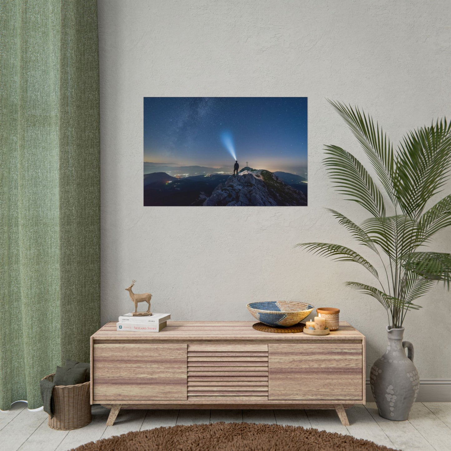 Night Peak Stargazing Landscape Rolled Poster
