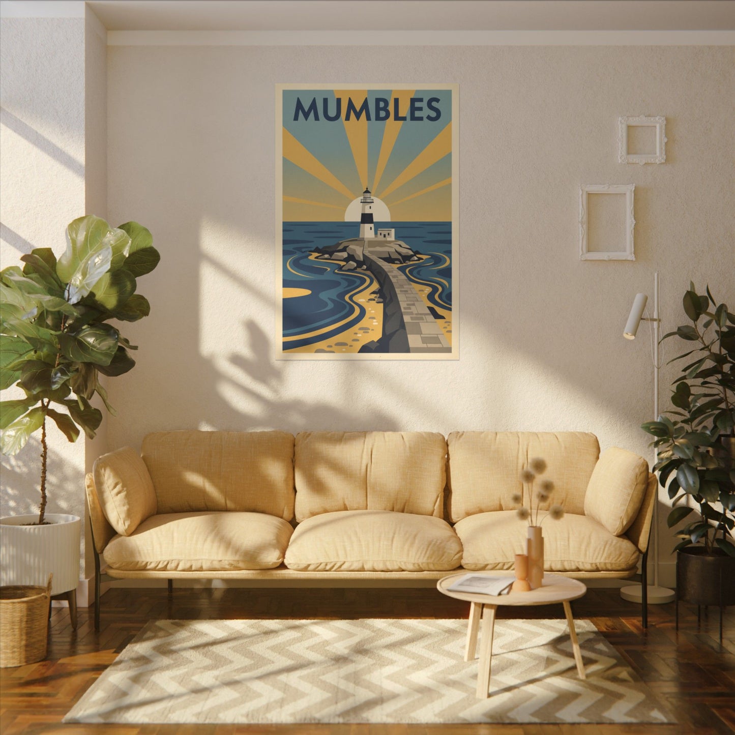 Mumbles Lighthouse Vintage Travel Poster Canvas