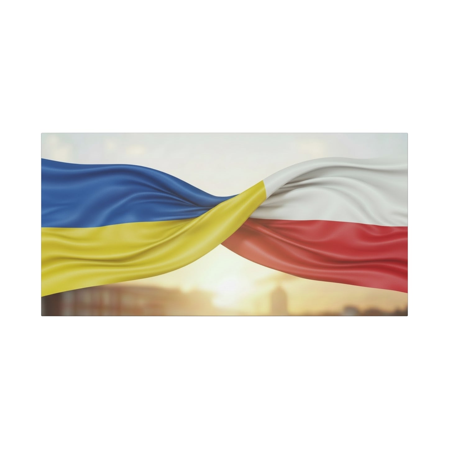 Ukrainian and Polish Flags Intertwined (Matte Stretched)
