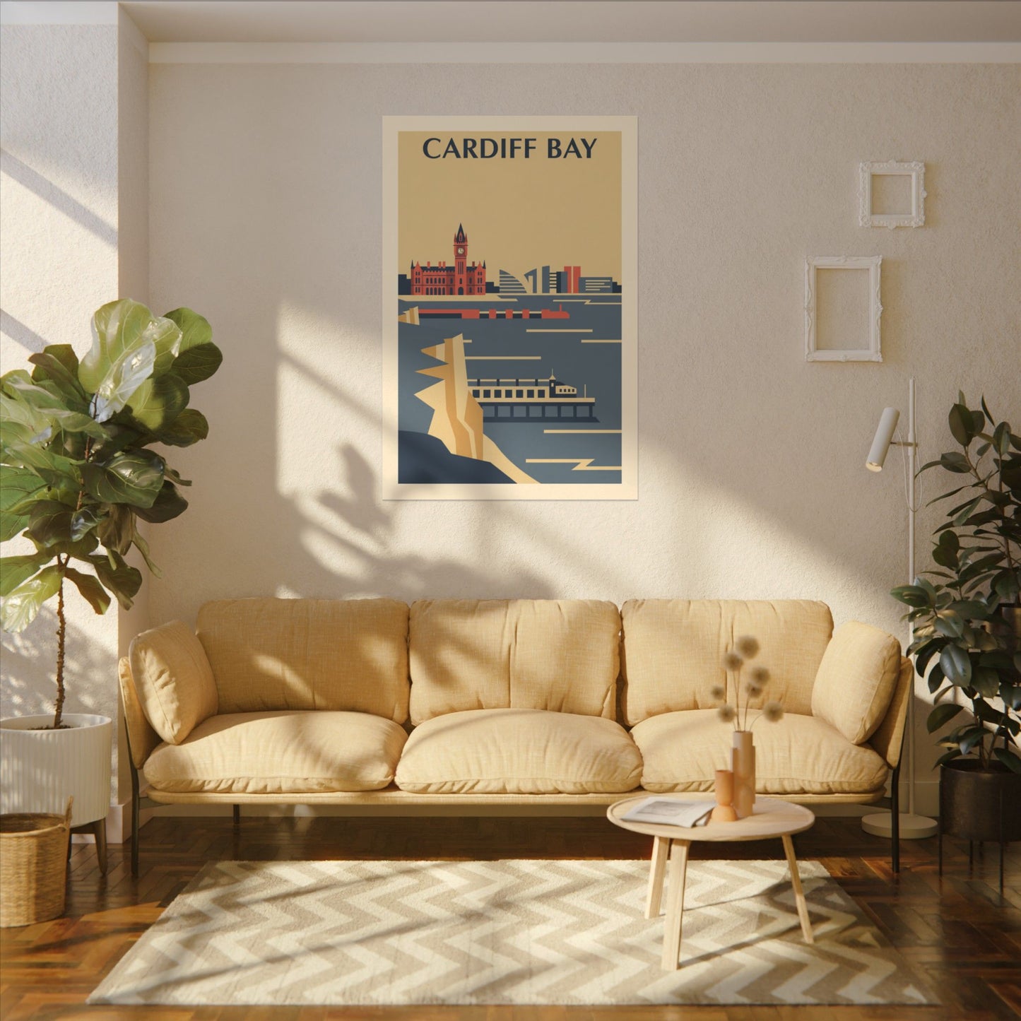 Cardiff Bay view from Penarth Retro Travel Poster Canvas