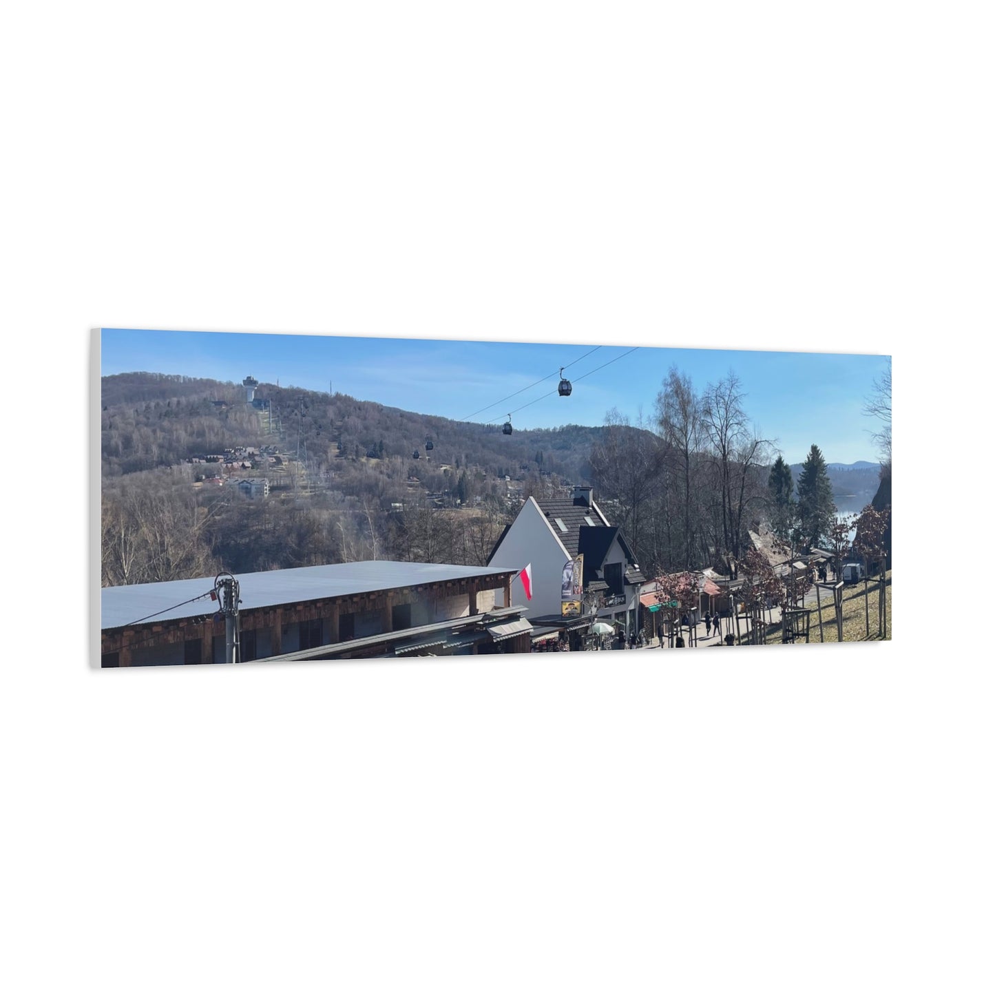 Resort Gondola Matte Canvas Wall Art — Mountain Village Landscape Print