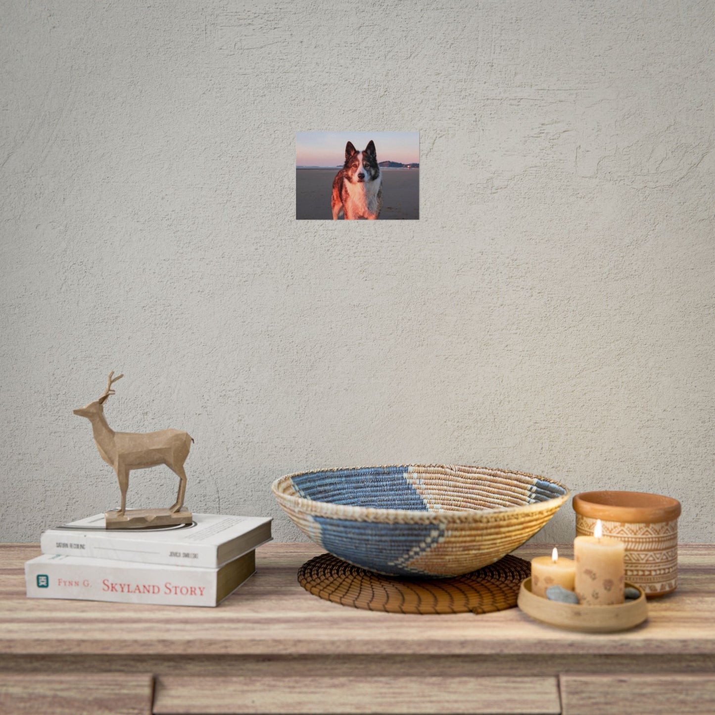 Beach Sunset Husky Poster — Rolled Dog Portrait Print