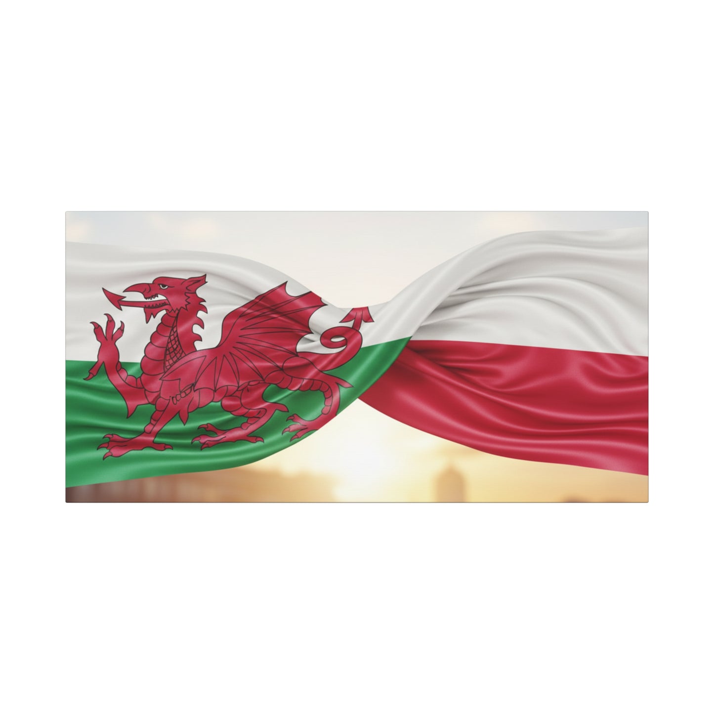 Welsh & Polish Flag Canvas Print — Stretched Matte Wall Art