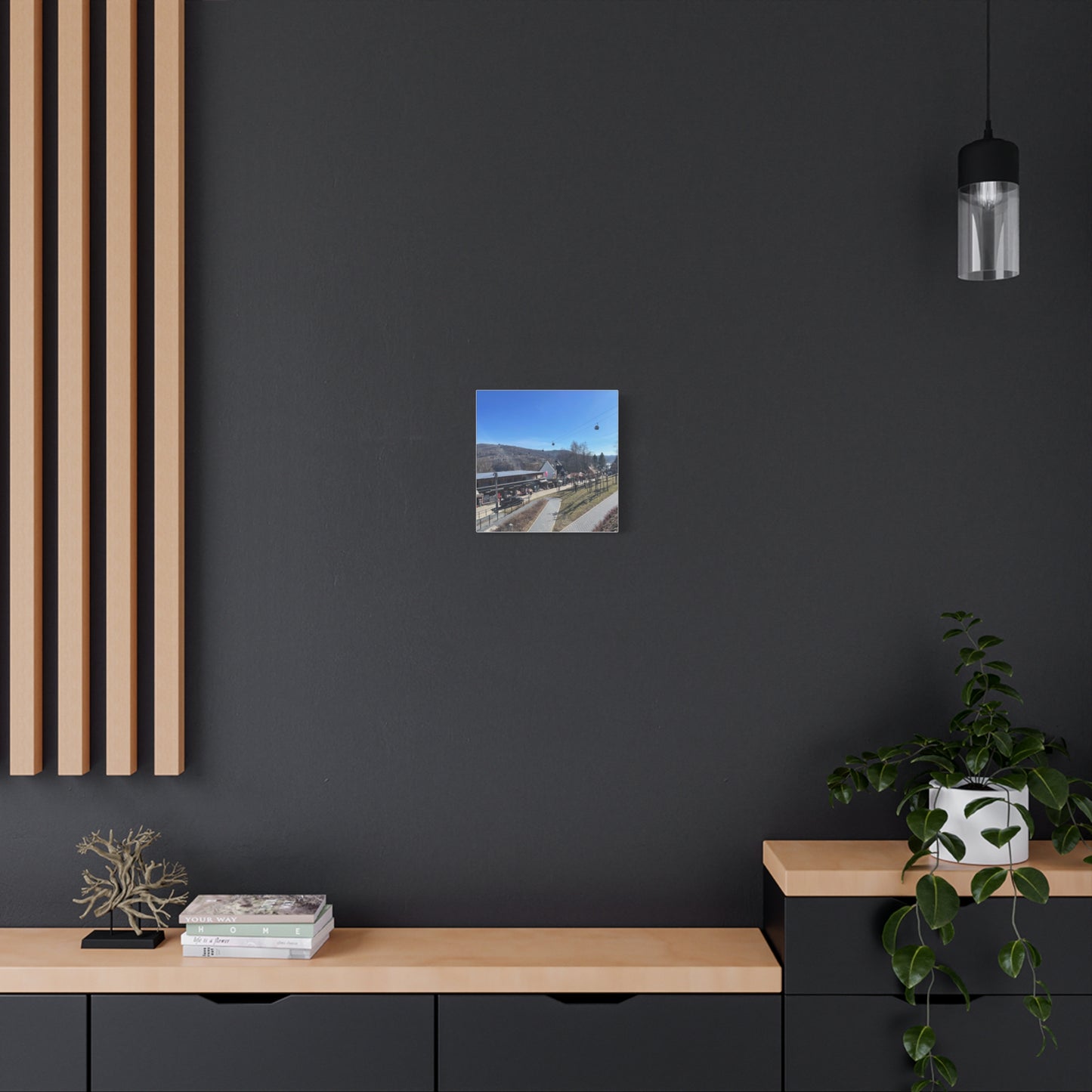 Resort Gondola Matte Canvas Wall Art — Mountain Village Landscape Print