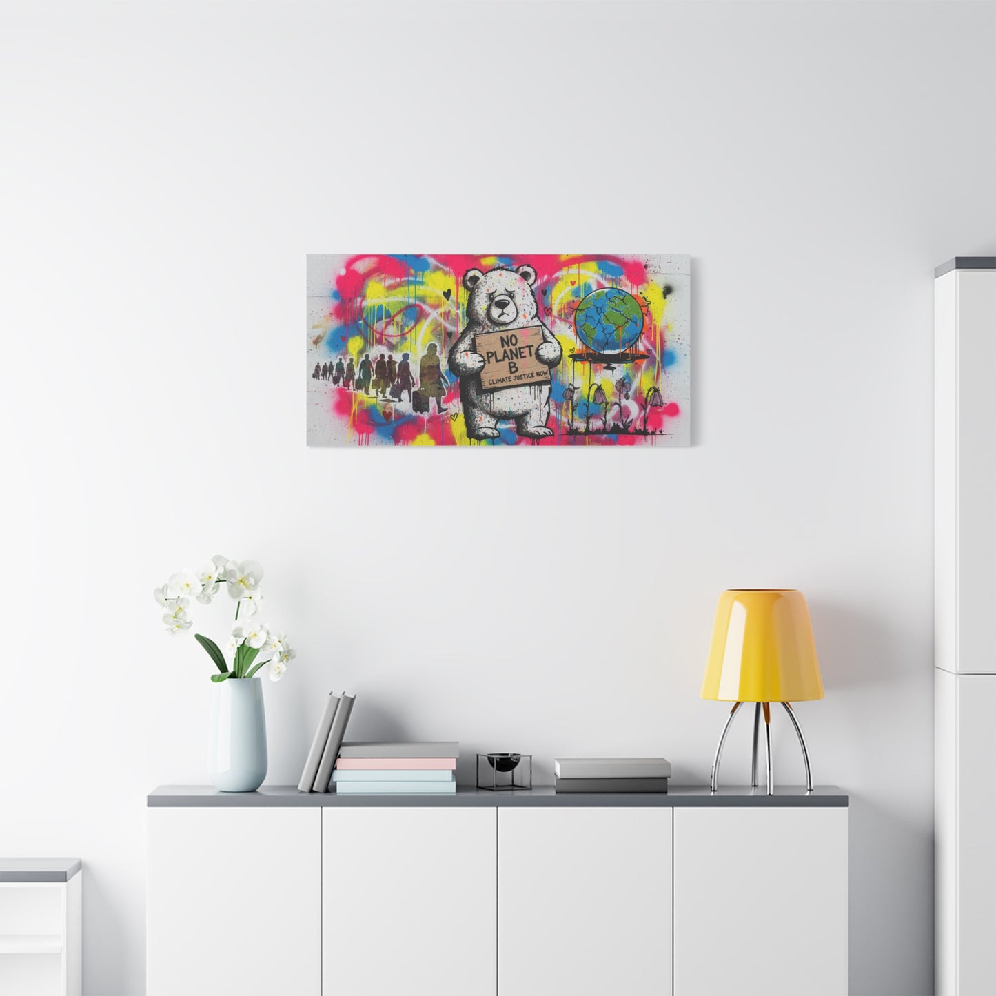 No Planet B Polar Bear Matte Canvas Wall Art — Climate Justice Stretched Canvas