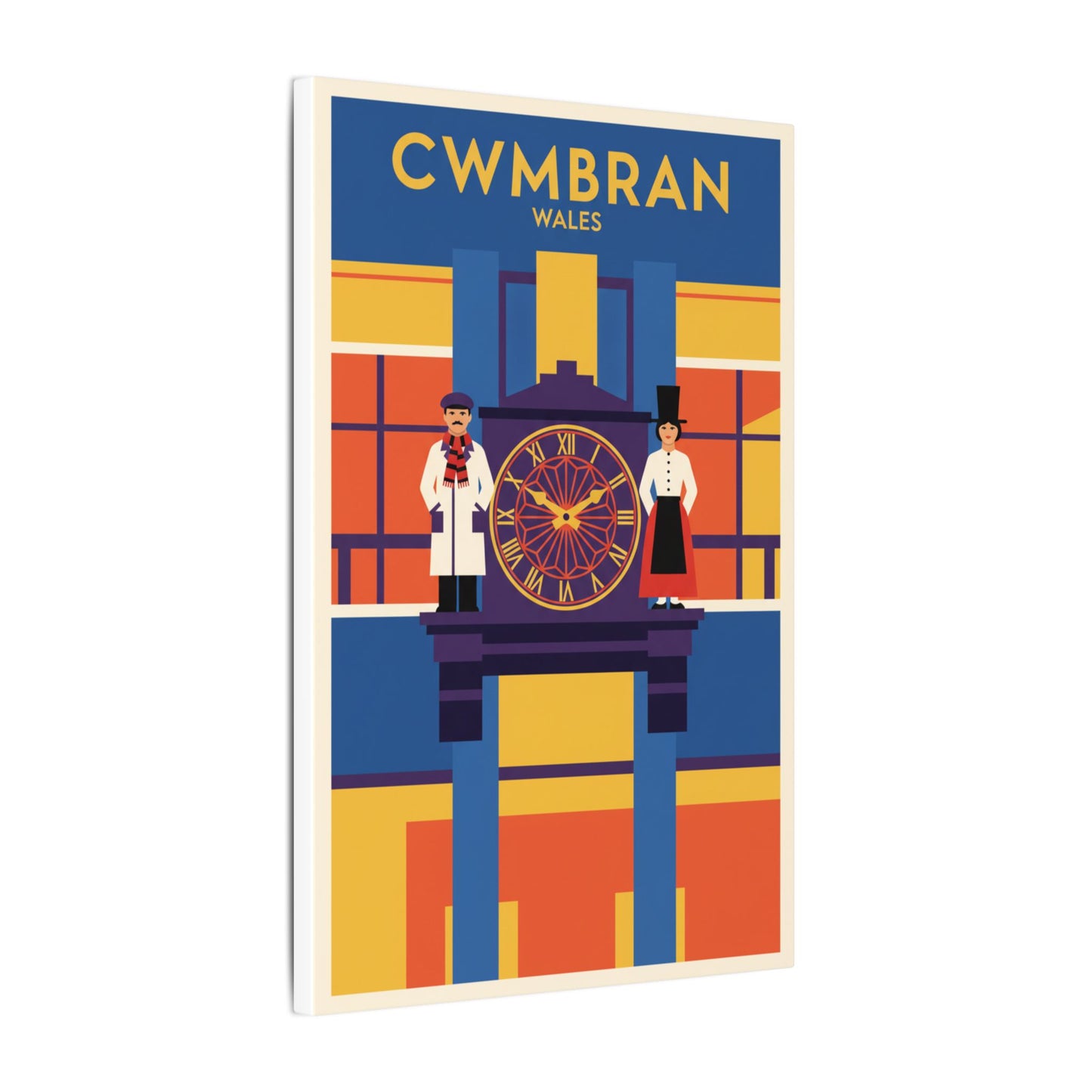Cwmbran Wales Vintage Clock Tower Matte Canvas Print