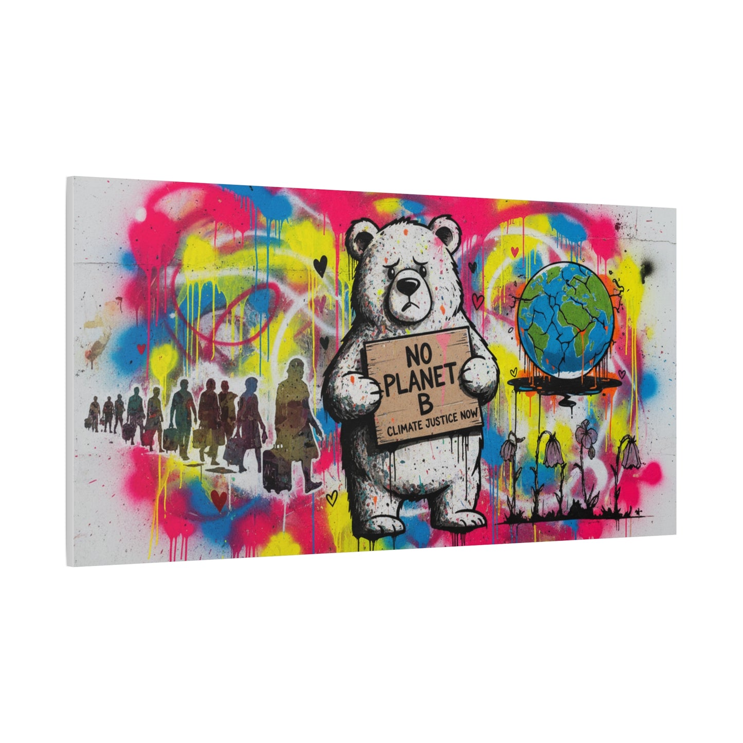 No Planet B Polar Bear Matte Canvas Wall Art — Climate Justice Stretched Canvas