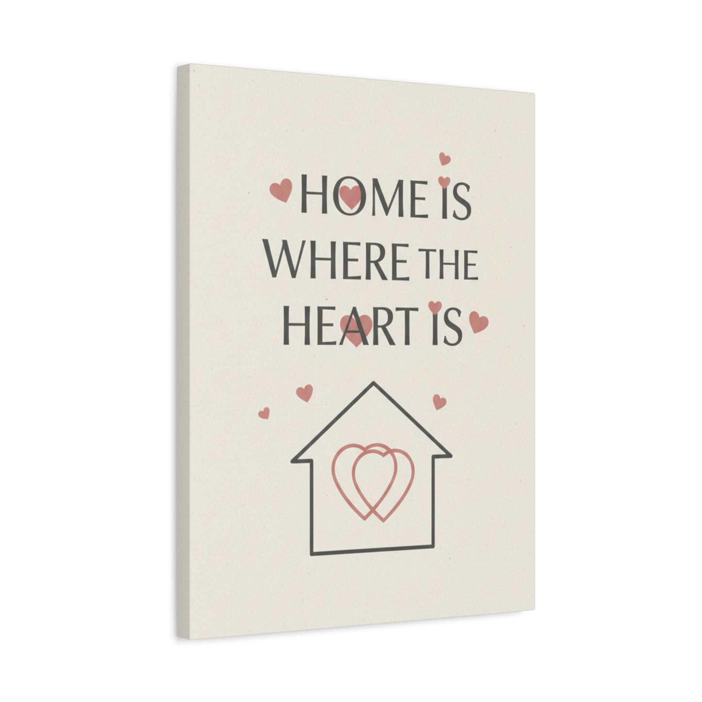 Home Is Where The Heart Is Matte Canvas Wall Art — Romantic Heart House Print