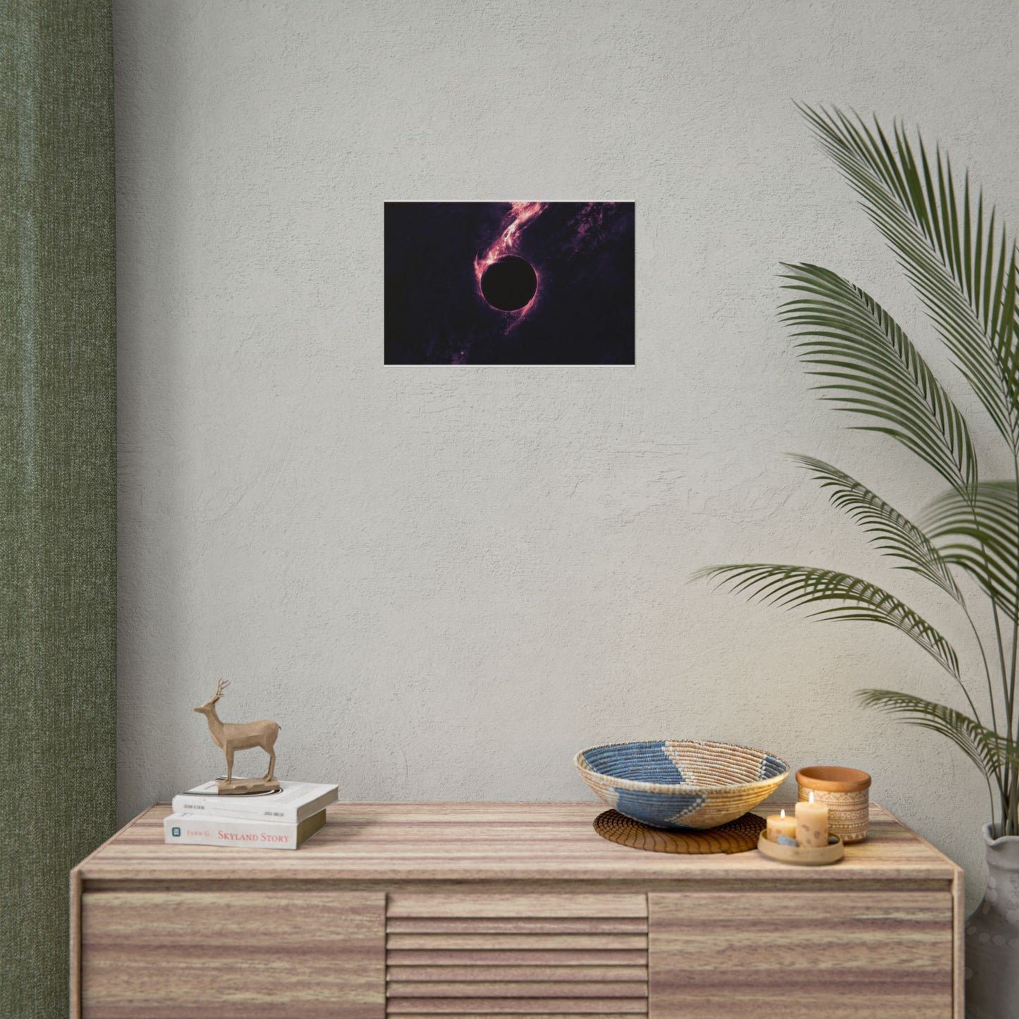 Space Eclipse Neon Black Hole Poster — Rolled Wall Art