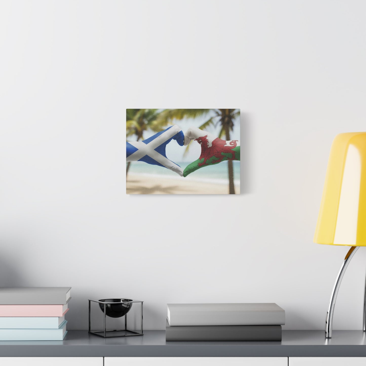 Scottish & Welsh Flag Heart Canvas – Stretched Matte Wall Art