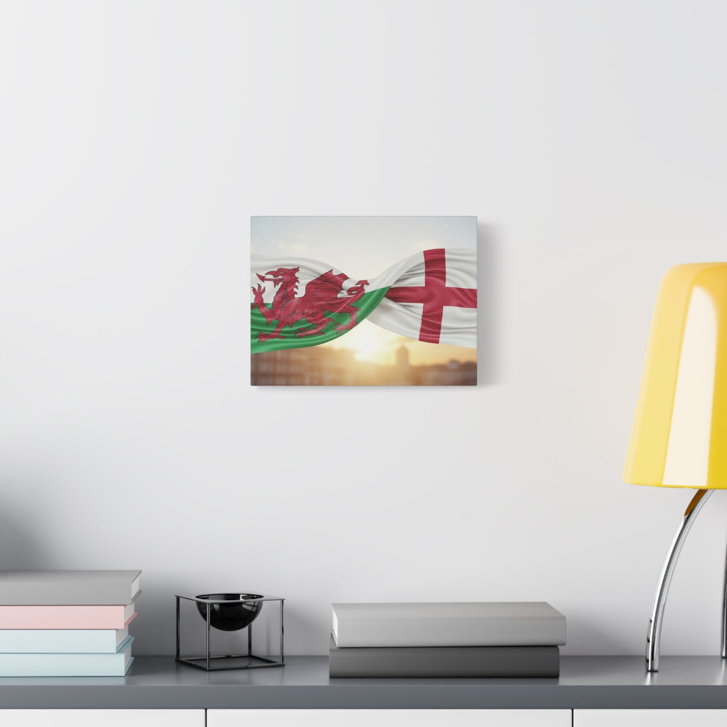 Welsh Dragon & St George Cross Matte Stretched Wall Art