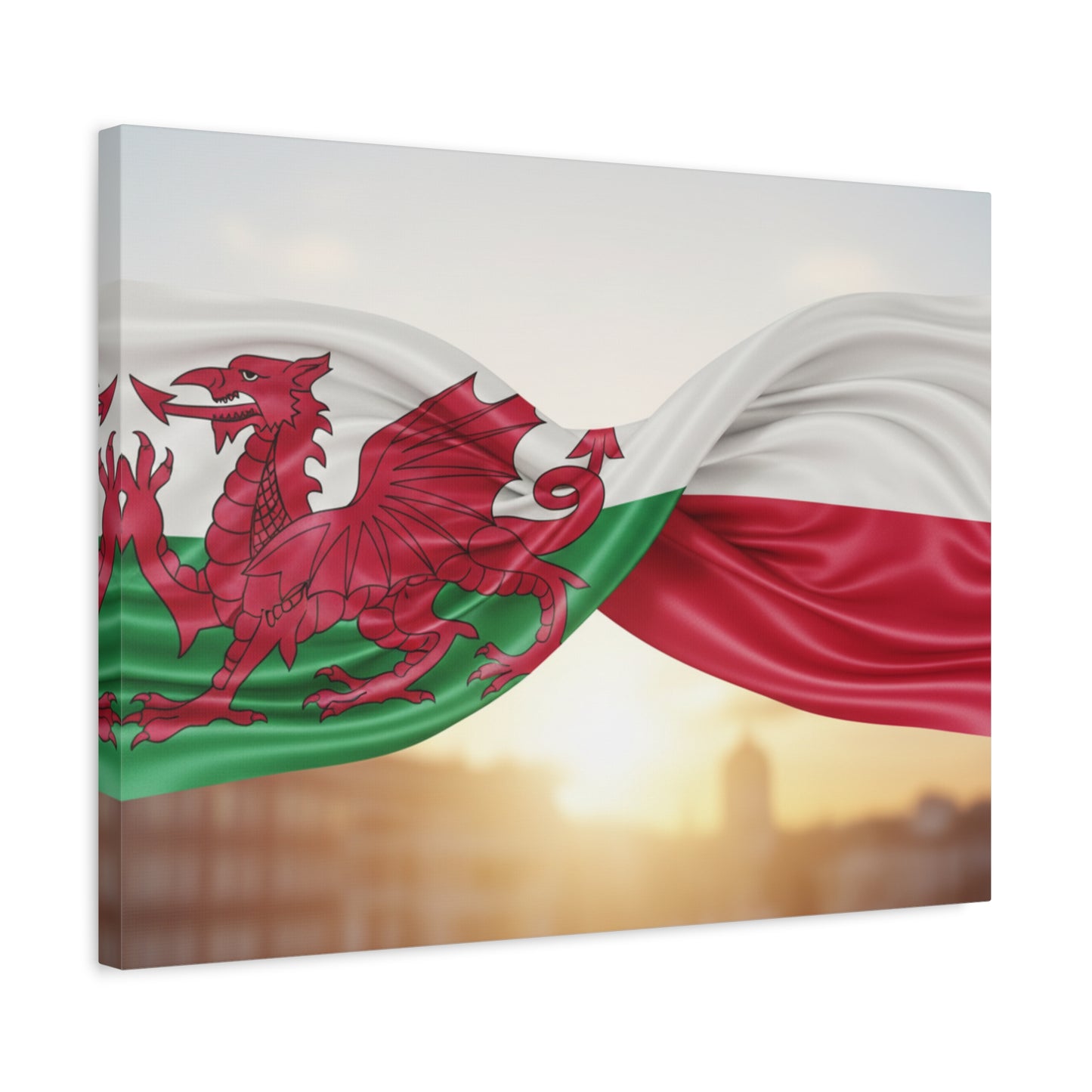 Welsh & Polish Flag Canvas Print — Stretched Matte Wall Art