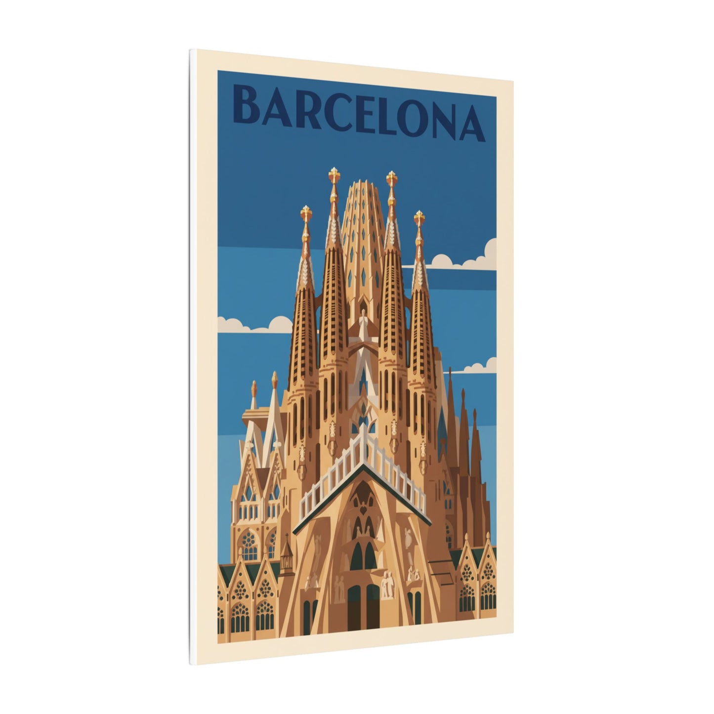 Barcelona Sagrada Familia Matte Canvas Print Stretched Travel Poster Wall Art