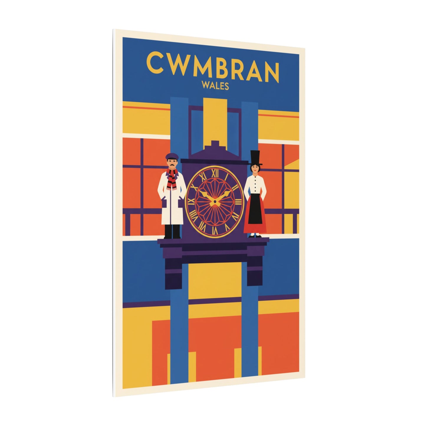 Cwmbran Wales Vintage Clock Tower Matte Canvas Print