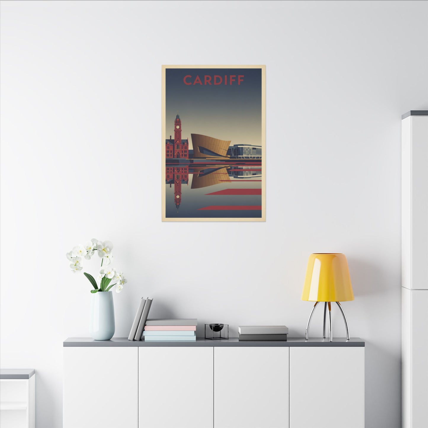 Cardiff Bay waterfront Matte Canvas Print Stretched Wall Art