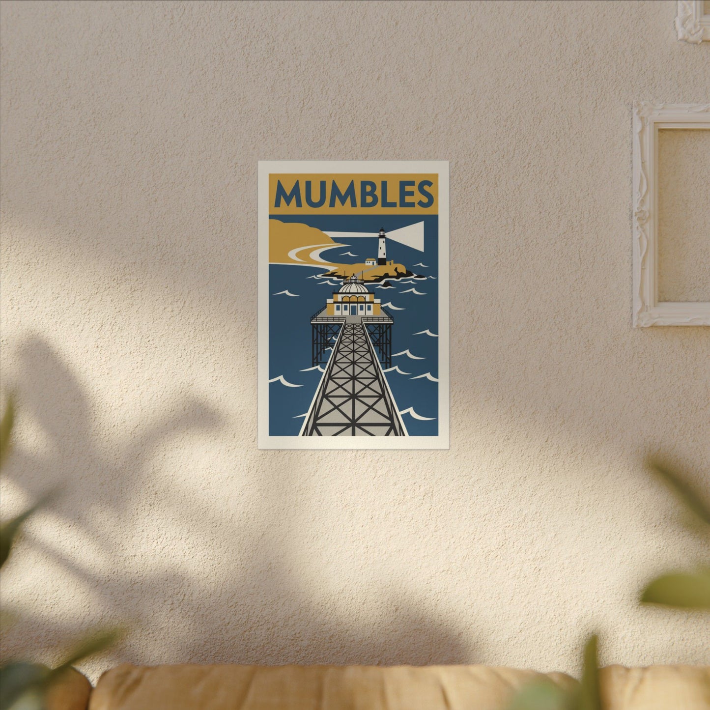 Mumbles Pier Lighthouse Vintage Travel Canvas