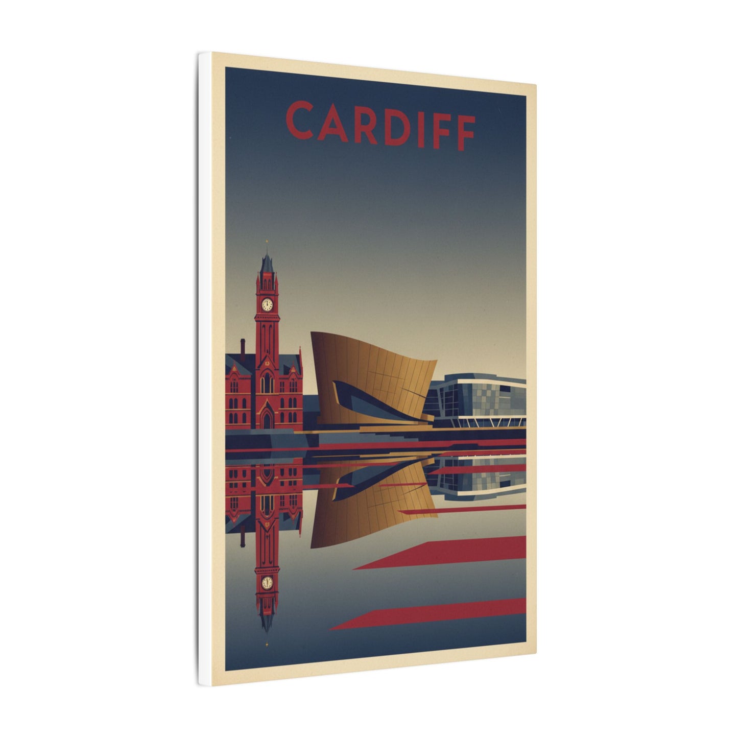 Cardiff Bay waterfront Matte Canvas Print Stretched Wall Art