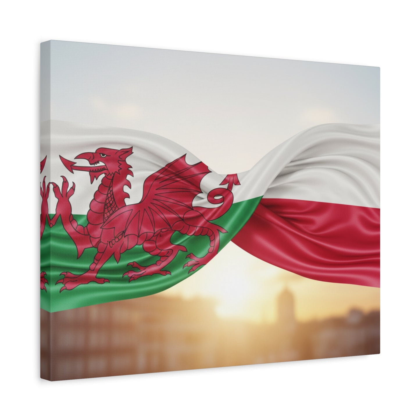 Welsh & Polish Flag Canvas Print — Stretched Matte Wall Art