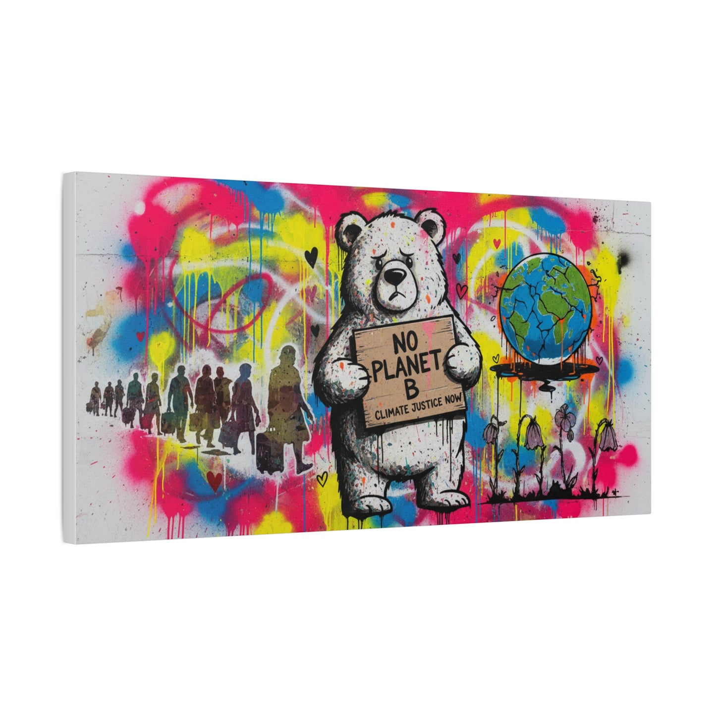 No Planet B Polar Bear Matte Canvas Wall Art — Climate Justice Stretched Canvas