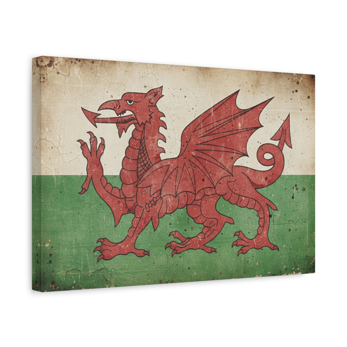 Welsh Flag Vintage Canvas Print — Stretched Matte Wall Art