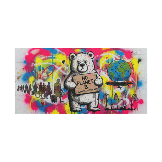 No Planet B Polar Bear Matte Canvas Wall Art — Climate Justice Stretched Canvas