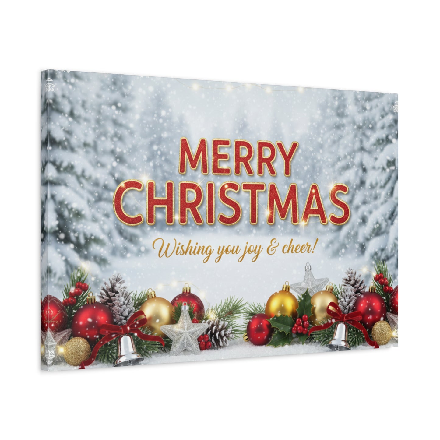 Christmas Canvas Wall Art — "Merry Christmas, Wishing You Joy & Cheer"